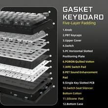 ATTACK SHARK X85 Wireless Mechanical Keyboard, TKL 82 Keys Bluetooth 5.0/2.4GHz/USB-C Hot Swappable Custom Keyboard, Gasket Structure, Knob, RGB Backlit Gaming Keyboard For Windows/ PC/ Linux/ Gamer - Moonlit Night/ BlackBerry/ Purple/ Star White - View 5
