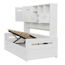 Sofa Bed Frame Made Of Wood 90 X 200 Cm – Multifunctional Storage Space, Hydraulic - White - View 10
