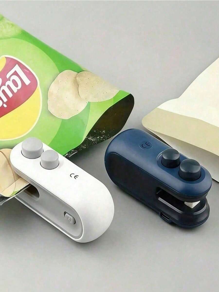 1 pièce Scelleur de vide portable à main, scelleur de vide en plastique, rechargeable par USB, puissance 16W, équipé d'une batterie lithium 200mAh, convient pour le stockage des collations fraîches et des aliments, applicable aux sacs de chips de pomme de terre, sacs de biscuits, sacs de collations et divers emballages de poche