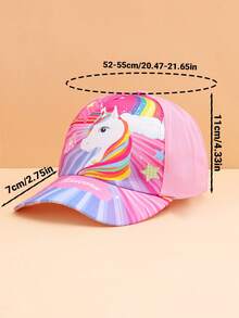 1PC Kids Cartoon Unicorn Baseball Cap, Fashionable Colorblock Duck Bill Hat, Suitable For Kids Daily, Vacation, School Sun Protection, Multiple Styles Available - Multicolor - View 3