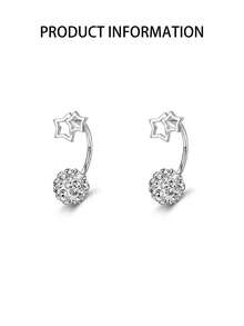 1pc S925 Sterling Silver Unique Fashion Star-Shaped Belly Button Ring, Inlaid With Sparkling Shambhala Zirconia, Suitable For Daily Wear Or Gift - Single - View 4