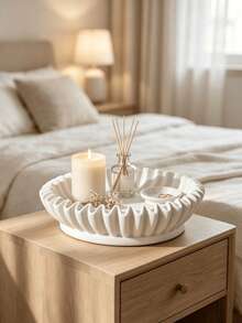 1pc Wavy Texture Resin Decorative Tray, Minimalist Wabi-Sabi Style Storage Tray, Multi-Purpose Desktop Organizer Tray, Compact 15*13cm, Desktop Storage Dual-Use Luxury Decor, Suitable For Living Room, Bathroom, Entryway, Dining Table, Perfect For Personal Use Or Gift - Multiple 4 - View 4