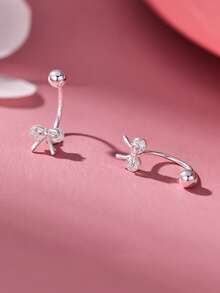 1pc 925 Sterling Silver Cute Unique Textured Butterfly Belly Button Piercing, Suitable For Daily Wear, Ideal Gift For Girlfriend And Sister - Single - View 7