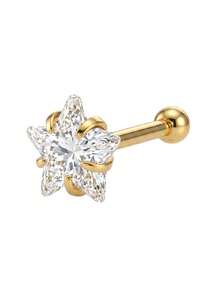 1pc S925 Sterling Silver Diamond Star Nose Stud, Pure Silver 14K Gold Plated, Mini Diamond Star Nose Stud/Earring, Men's And Women's Nose Piercing Jewelry, Multi-Functional Pure Silver Piercing Jewelry, Suitable For Daily Wear - Multicolor - View 11