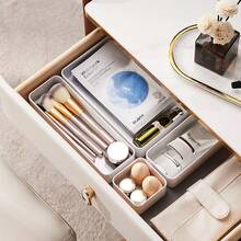 1/4/6/8/9/11pcs Desktop Makeup Storage Box, Combination Transparent Plastic Drawer Organizer Set, Transparent Vanity Storage Box, Exquisite Storage Box, Desktop Drawer Divider Organizer And Storage Bin, Suitable For Kitchen, Bedroom, Bathroom, Office Cosmetics, Jewelry, Small Tools, Party Desktop Drawer Decoration - White - View 2