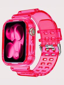 2合1水晶透明運動錶帶與防撞保護殼，相容 38mm 40mm 41mm 42mm 44mm 45mm 46mm 49mm，果凍框保護殼 + 舒適替換腕帶，適用於 11/10/9/8/7/6/5/4/3/2/1/SE Ultra 女款/男款，不含手錶與螢幕玻璃 - 一體錶帶 - 查看 44