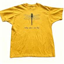 100% Cotton Geographic Inspired Dragonfly Graphic T Shirt For Men And Women |  Exquisite Design |  Loose And Comfortable | Shirts Y2k - 黃色 - 查看 13