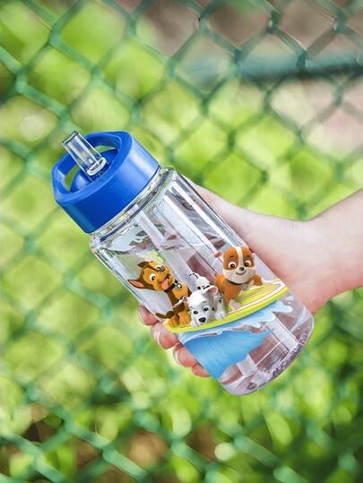 1pc Paw Patrol Transparent Water Bottle 500ml, Multi-Color PC Drop-Resistant Straw Cup, Fitness Grade, Suitable For Water, Beverage, Milk Tea, Party Cup, Holiday & Party Gift, Perfect Gift For Her