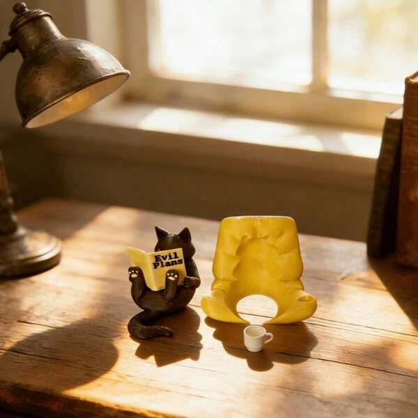 Sleek Cat Lost In A Book With Vibrant Details Charming Little Figurine For Book Lovers Adorable Reading Cat Perfect For Office Desk Indoor Outdoor Holiday Decorations Lovely Gift For Family Friends Beautiful Home Decor Ornament Travel Accessories