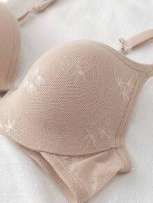 3pcs Soft Jacquard Mesh Lace Bras, Multi-Hook Strong Support Natural Lift Minimalist Elegant Lingerie Set - Multicolor - View 3