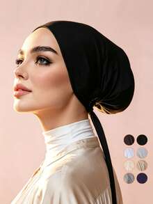 1 pieza Gorro de punto con lazo para mujer, pañuelo para la cabeza, diadema antideslizante, banda para el cabello, gorro - Multicolor - Ver 4