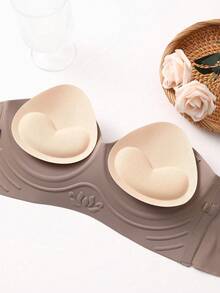 Women Thick Padded Push-Up Sticky Adhesive Sponge Bra Inserts, Suitable For Multiple Occasions 2 Pairs Self-Adhesive Silicone Bra Inserts, Thin Upper Layer & Extra Thick Invisible Bikini Bust Enhancer Pads - Heart-shaped Breast Pads - View 5