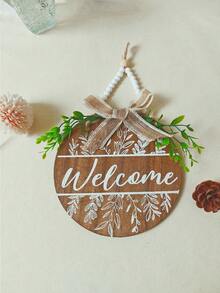 1件綠葉蝴蝶結木製門牌「Welcome Home」牆掛裝飾（小圓形），適用於玄關門、牆面、房間、居家、客廳、臥室、商店及各種場合，感恩節、聖誕節禮物，送給朋友與家人的節日禮物 - 彩色 - 查看 5