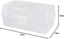Caja clasificadora de plástico de tres niveles con tapa abatible, caja de almacenamiento transparente con compartimentos, para guardar accesorios, herramientas, joyas y diversas piezas pequeñas. - 31x17x15 cm - Ver 4