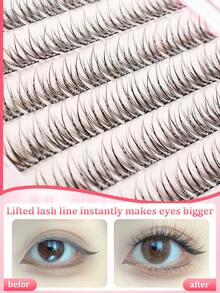Glue-Free Fish Tail False Eyelashes, C Curl, 10-12mm Mixed Length, 120 Clusters Korean Style, Natural Eye Tail Extension, No Glue Needed, DIY Segmented Application, Save Makeup Time, Easy To Use, Suitable For Beginners, Flexible Realistic Eyelashes, Reusable, Perfect For Shopping, Dating, Holidays, Photoshoots, Great Holiday Gift For Best Friend Or Girlfriend - C - View 8