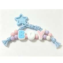 Macaron Pink Blue White Double Layer 3D 26 English Alphabet Beads, Thick Rounded DIY Handmade Beading Material, Customizable Word & Name Colorful Round Beads Braided Rope Keychain, Student Girl Handmade Backpack Charm Car Key Pendant, INS Soft Cream Style Niche Creative Handmade Jewelry, Best Friend DIY Birthday Gift - Multicolor - View 9