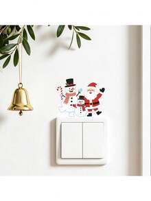 1pc Christmas Santa Claus, Large And Small Snowman, Candy Cane Light Switch Sticker, Removable Self-Adhesive Wall Decal, Suitable For Home Bedroom Outlet, Christmas Mini Decoration - 10*11.8cm/fun-kg237 - View 2