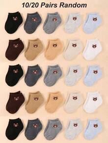 10/20 paires de chaussettes mignonnes à motif ours, chaussettes ours en peluche, chaussettes basses pour tout-petits, convient aux garçons et aux filles, douces et confortables, chaussettes adorables - Multicolore - Voir 2