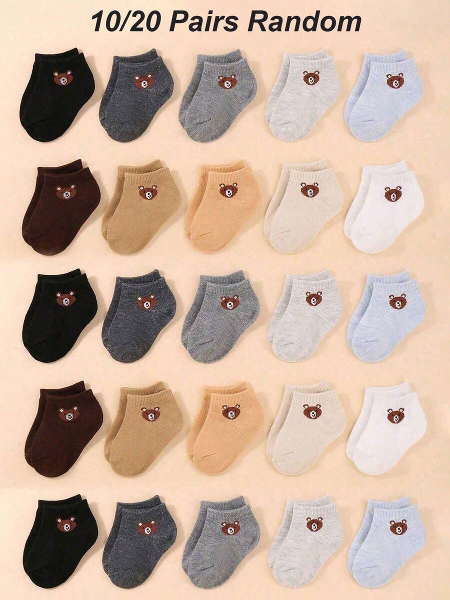 10/20 paires de chaussettes mignonnes à motif ours, chaussettes ours en peluche, chaussettes basses pour tout-petits, convient aux garçons et aux filles, douces et confortables, chaussettes adorables