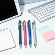 4pcs Assorted Color Touch Sensitive Retractable Ballpoint Pen Set With Touch Sensitive Pen Tip - Smooth Writing And Precise Touchscreen Control (Black Ink). Office Supplies, School Stationery, Suitable As Gifts For Teachers, Classmates And Colleagues. - A - View 3