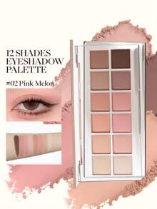 JOOCYEE 12 Shades Eyeshadow Palette, All-In-One Eyeshadow, Highlighter And Contour Palette, Matte Earth Tone Colors, Suitable For Natural Everyday Makeup To Dramatic Looks, Versatile - 02 Pink Melon - View 2