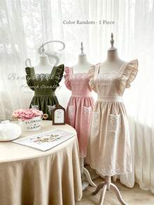 Minimalistische Heimtextil-Schürze (nicht wasserdicht), leichtes und bequemes Einteiler-Design, einfach an- und auszuziehen, Vintage-Stil schürze ohne Bindebänder, multifunktionale Schürze, in mehreren Farben erhältlich, bequeme Hauskleidung, Vintage-Stil schürze ohne Bindebänder - Verschiedenfarbig - Übersicht 15