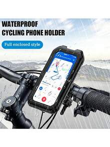 1pc Back To School Bicycle Phone Holder, Universal 4-6.9 Inch Bike Phone Mount, Waterproof ABS Handlebar Clip, 360° Adjustable, Shockproof, Dustproof, Snowproof, Suitable For Cycling, Motorcycle Riding, Outdoor Sports And Student Commuting - Black - View 2