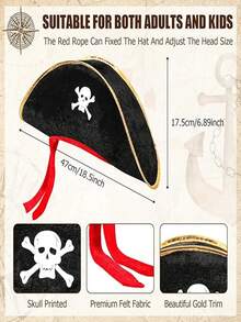 4pcs Pirate Hats Pirate Costume Party Hats Skull Print, Suitable For Costume Party Role Play, Fun Party Supplies, Exquisite Gift - Multicolor - View 3