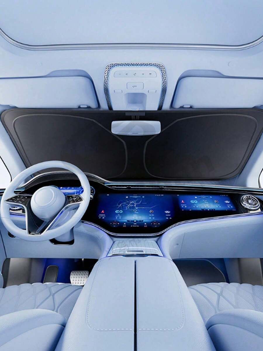 Car Windshield Sun Shade, Anti-UV Heat Insulation Device, Car Anti-Glare Sun Visor, Car Front Windshield Sun Shade, Car Window Sun Shade, Car Sun Shade Board. Easy To Install, Suitable For Installation Inside The Front Windshield, Helps Prevent Sunlight From Shining On The Dashboard And Interior. - One Size - View 1