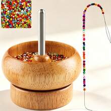 DIY 珠子旋轉器，珠子旋轉器珠寶製作，簡易旋轉木製手鍊旋轉器附 1 根串珠針，適用於製作種子黏土珠腰帶、手鍊 - 多色 - 查看 1