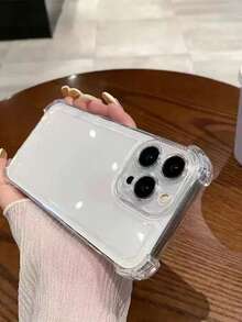 Screen Protection Transparent Shockproof Solid Material 1PC Thicker Anti-Yellow Anti-Drop Phone Case Compatible With Iphone Waterproof Shockproof Scratch Resistant Spring Gift - Clear - View 3