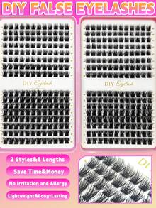384pcs Individual False Eyelashes For DIY Lash Extension, D-Curl Fluffy Lashes, Easy Lash Extension At Home - Black - View 3