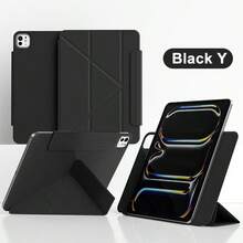 強磁超薄三折支架保護殼，相容 iPad Pro 13 吋 M5 M4 2026、Air 11 M2 10.9、Air 第 5 代、第 10 代、第 11 代 A16 2025、M3 Air 13，支援 Pencil Pro 與 Pencil - 黑色 Y - 查看 11