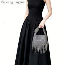 Dancing Engine 閃耀水鑽女款晚宴手拿包 派對用 奢華設計師手工皮夾與手提包 - 銀色 - 查看 3