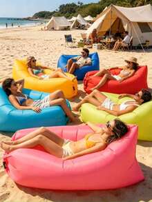 5/3/1pc Outdoor Inflatable Lounge Chair, Portable Inflatable Sofa, Pump-Free Inflatable Bed, Quick-Inflate Inflatable Sofa, Single Rectangular Lounge Chair, Lightweight Foldable Inflatable Sofa, Suitable For Camping, Hiking, Outdoor - Multiple Styles - View 1