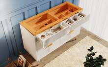 White Sideboard With 6 Drawers - Storage Space For Bedroom And Living Room - 120x40x76 Cm - White - View 6