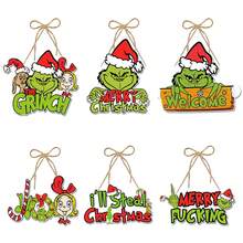 The Grinch Christmas Decorations, Small Door Ornaments, Creative Decor, Scene Decoration, Party Favors - Multicolor - View 5