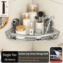 KOEMO 1pc Vacuum Suction Cup Triangular Storage Rack, Bathroom Shelf, Corner Bathroom Organizer, Bathroom Storage Rack, Bathroom Wall-Mounted Shelf, Space-Saving, Easy Installation Without Drilling, Equipped With Removable Suction Cups, Sturdy Triangular Design Won't Damage Walls, Suitable For Shower, Bathroom Or Smooth Tile Walls. - View 14