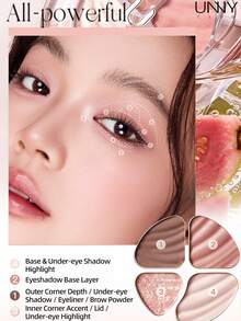 UNNY CLUB Palet Eyeshadow 4 Warna 4,5g, Eyeshadow Glitter & Matte, Tekstur Multi-Finish, Pigmentasi Tinggi, Riasan Mata Tahan Lama, Formula Mudah Dibaurkan, Palet Mini Portabel, Highlighter Blush Eyeshadow, Palet Makeup 3-in-1 - G04 Chestnut - View 9