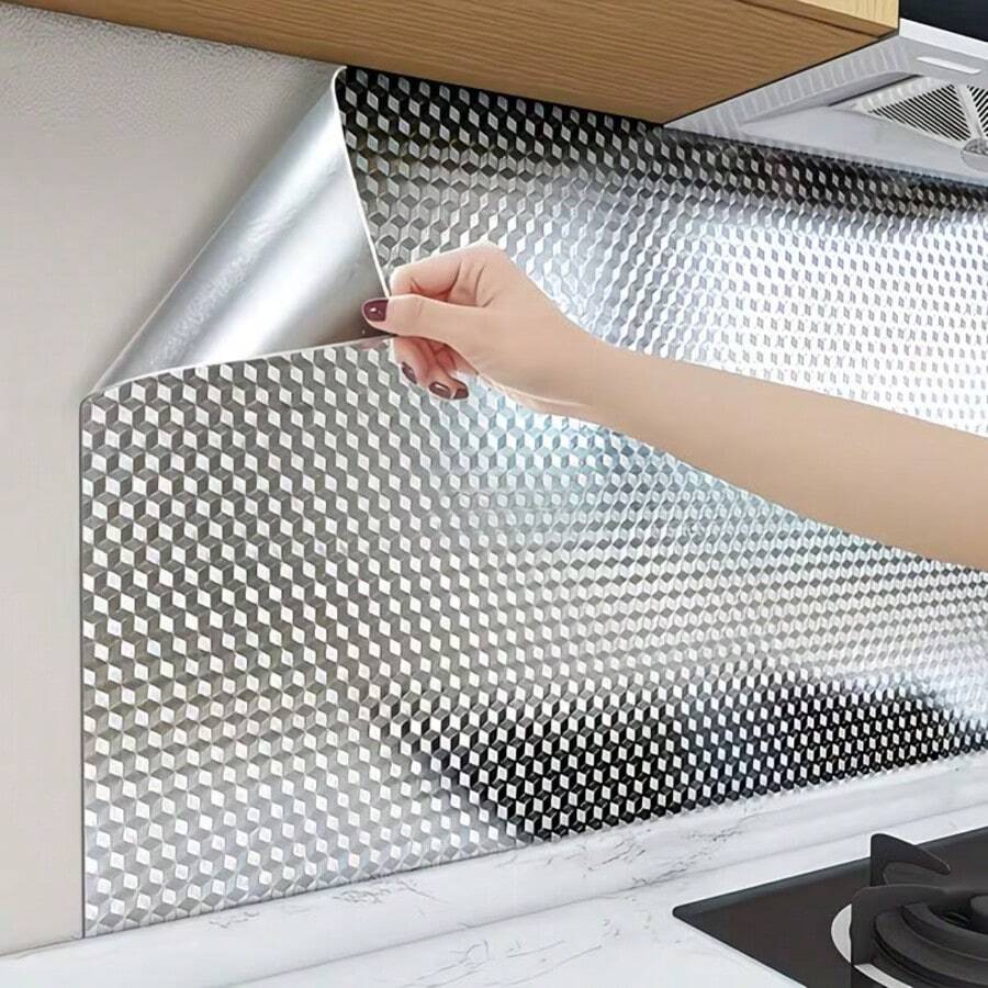 2PCS High-Quality Aluminum Foil Protective Film For Kitchen Walls, Fire-Resistant, Heat-Resistant, Perfect For Cabinets And Countertops - View 1