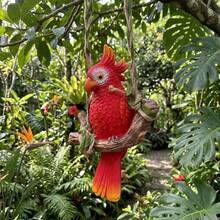 搖擺鸚鵡吊飾 鳥類樹脂手工藝動物雕像 家居花園懸掛裝飾 戶外庭院裝飾 - 多色 - 查看 12