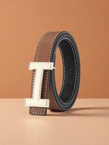 1pc Fashion Reversible Leather Belt For Women, Equipped With Gold Alloy Buckle, Double Sided Usable, Perfect Match For Daily Pants And Skirts - 2 - View 9