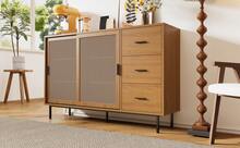 Sideboard Rustic Style With 2 Drawers And 3 Shelves - Natural - View 7