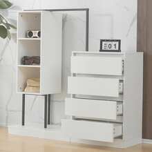 Pink Sideboard With Drawers - Corner Furniture Set - White - View 4