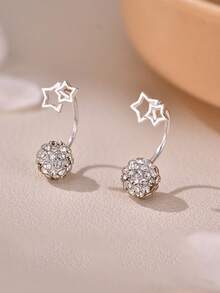 1pc S925 Sterling Silver Unique Fashion Star-Shaped Belly Button Ring, Inlaid With Sparkling Shambhala Zirconia, Suitable For Daily Wear Or Gift - Single - View 6