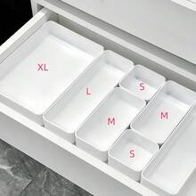 1/4/6/8/9/11pcs Desktop Cosmetic Storage Box Set, Combination Transparent Plastic Drawer Organizer Set, Transparent Vanity Storage Box, Exquisite Storage Box, Desktop Drawer Divider Organizer And Storage Bin, Suitable For Kitchen, Bedroom, Bathroom, Office Cosmetics, Jewelry, Small Tools, Party Desktop Drawer Decoration - White - View 1