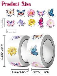 500pcs Butterfly & Flower Roll Stickers, Colorful Floral Butterfly Stickers For Notebook, Luggage, Skateboard, Guitar DIY, Aesthetic Creative Gift Stickers - Lilac Purple - View 11