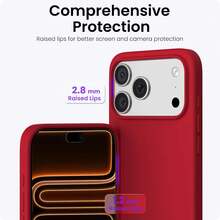 Liquid Silicone 3-Layer Full Coverage Soft Gel Rubber Phone Case Compatible With IPhone 17 Pro 17 Pro Max 17, Fresh Summer Color, Shockproof Protective Shell With Anti-Scratch Microfiber Lining, Compatible With IPhone 13 11 16 Pro Max 15 14 Plus 12 Mini XS Max 7 8 Plus - Chinese Red - View 8