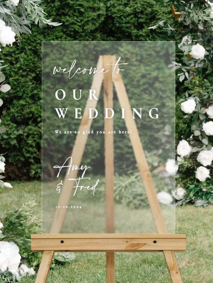 Photo Wedding Welcome Sign, Wedding Rehearsal Sign, Modern Wedding Sign, Acrylic Welcome Sign, Wedding Photo Sign, Welcome To Our Wedding - Multicolor - View 1