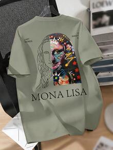 New Plus Size Men's Personalized Artistic Print Short Sleeve T-Shirt | Suitable For Summer Wear | Comfortable And Breathable | Leading Fashion - Olive Green - View 5